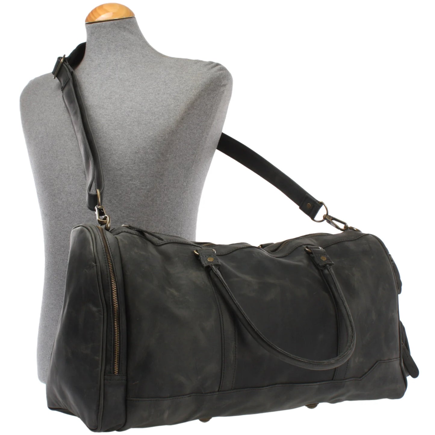 The Luxe Leather Full Grain Waxed Cowhide Travel & Gym Duffel – Weekender Bag for Men & Women