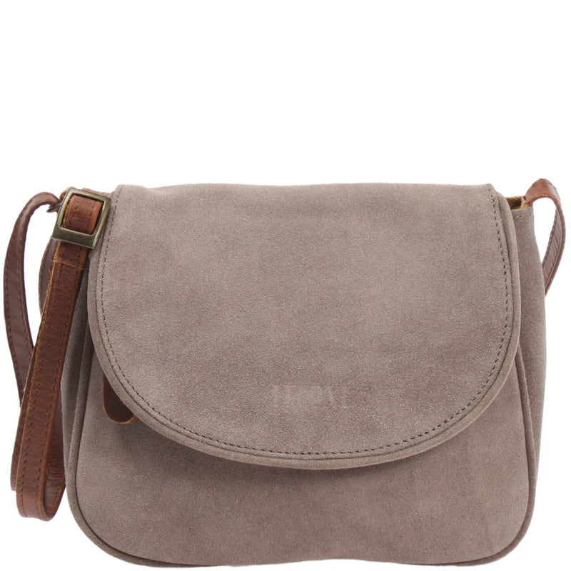 Suede & Leather Crossbody Bag - Compact & Stylish