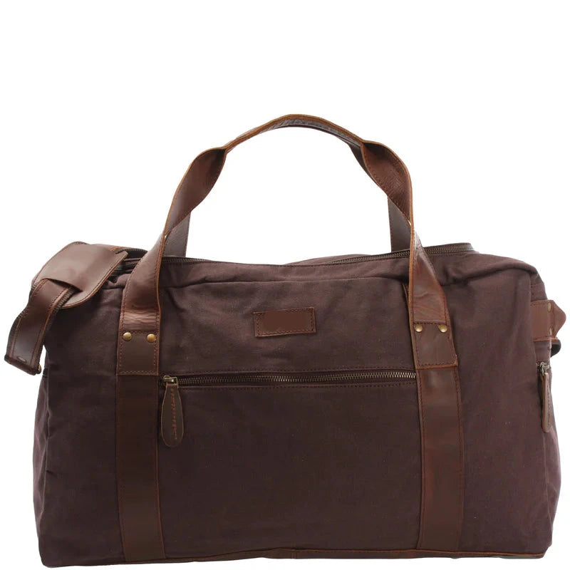 Suede & Leather Weekender Travel Bag - Unisex, Durable & Spacious