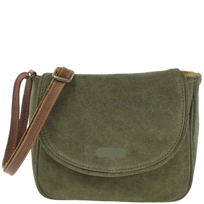 Suede & Leather Crossbody Bag - Compact & Stylish