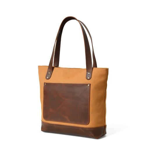 Organic Elegance: Leather & Canvas Tote Bag