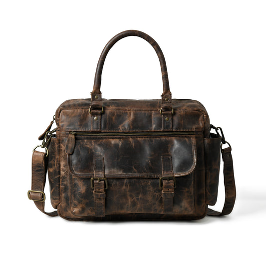 Timeless Charm: Cow Waxy Leather Laptop Bag