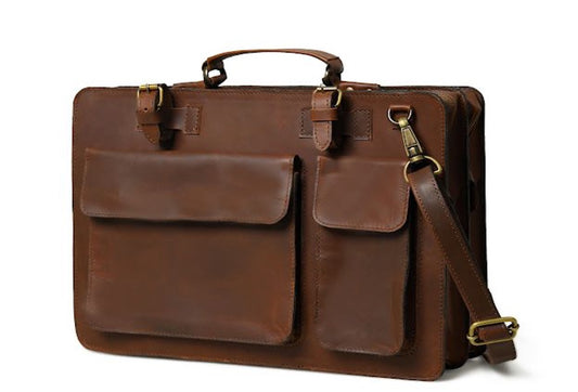 Dynamic Elegance Leather Laptop Bag