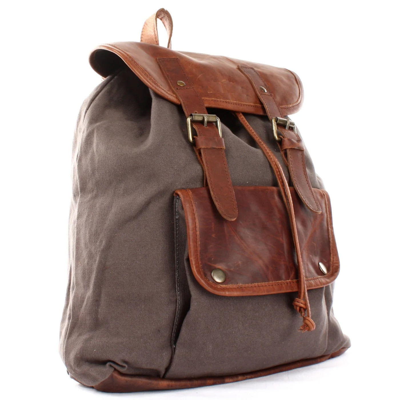 Durable Canvas & Leather Backpack