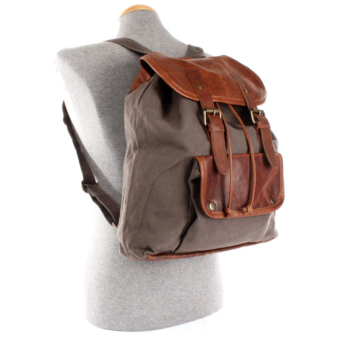 Durable Canvas & Leather Backpack