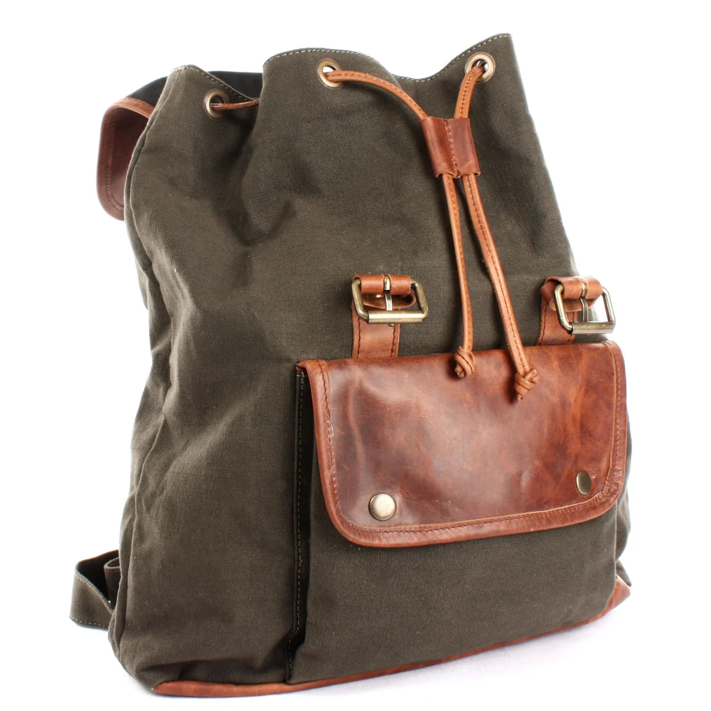 Durable Canvas & Leather Backpack