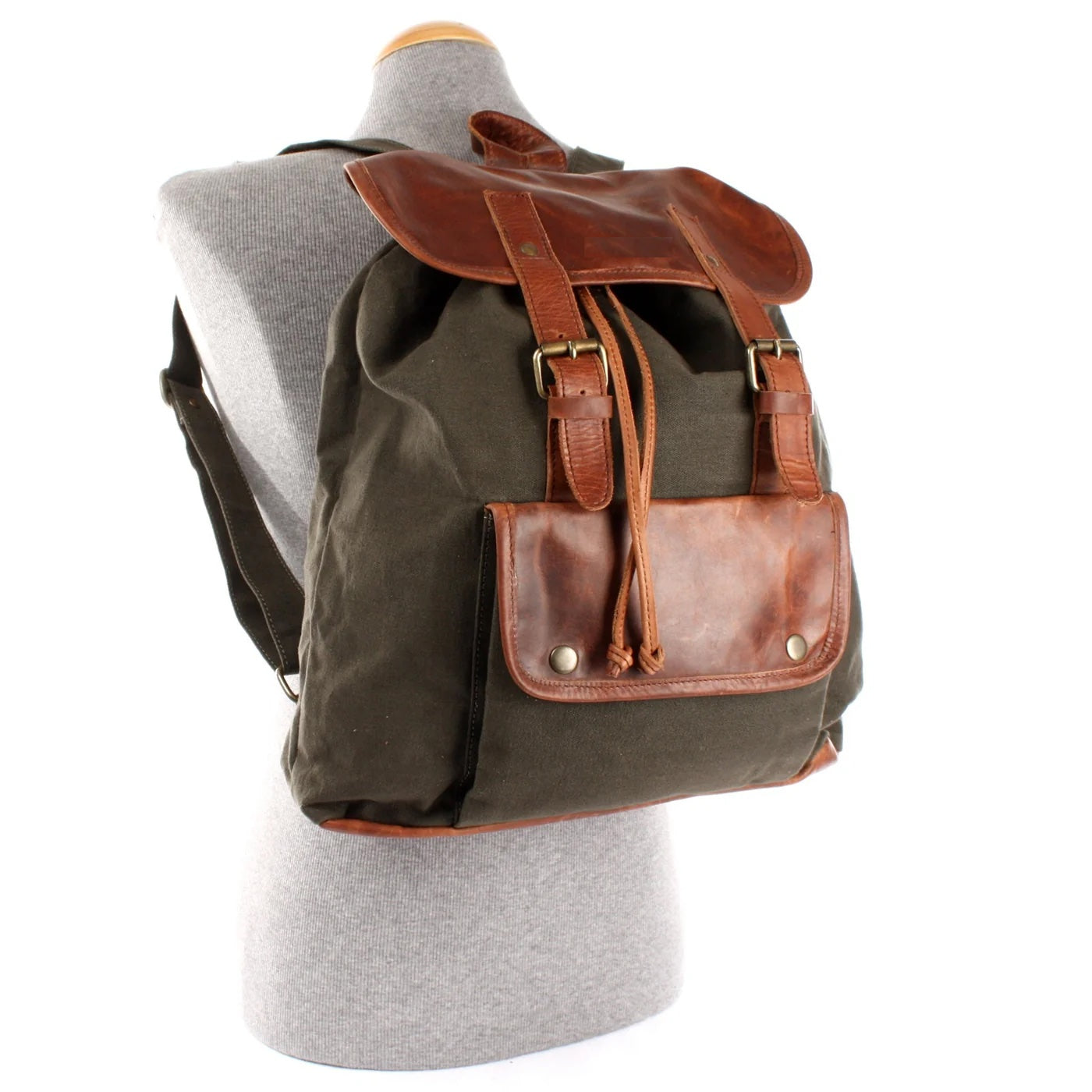 Durable Canvas & Leather Backpack