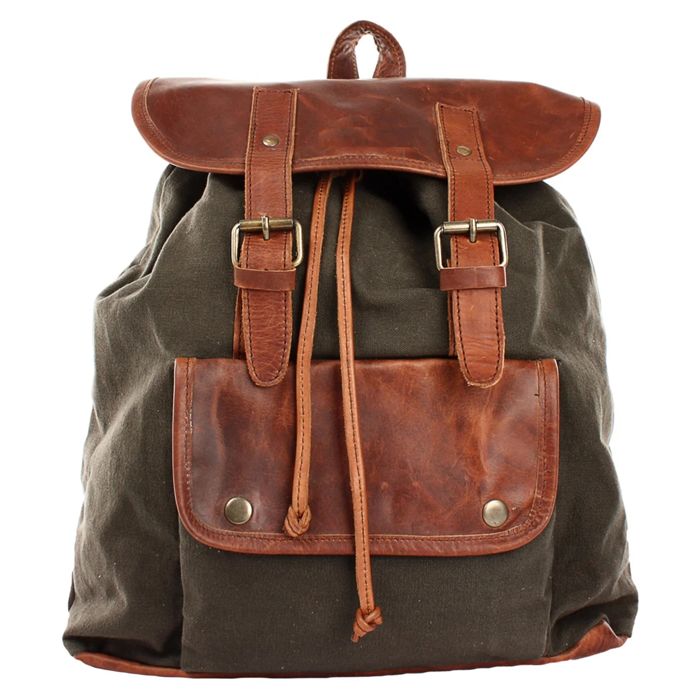 Durable Canvas & Leather Backpack