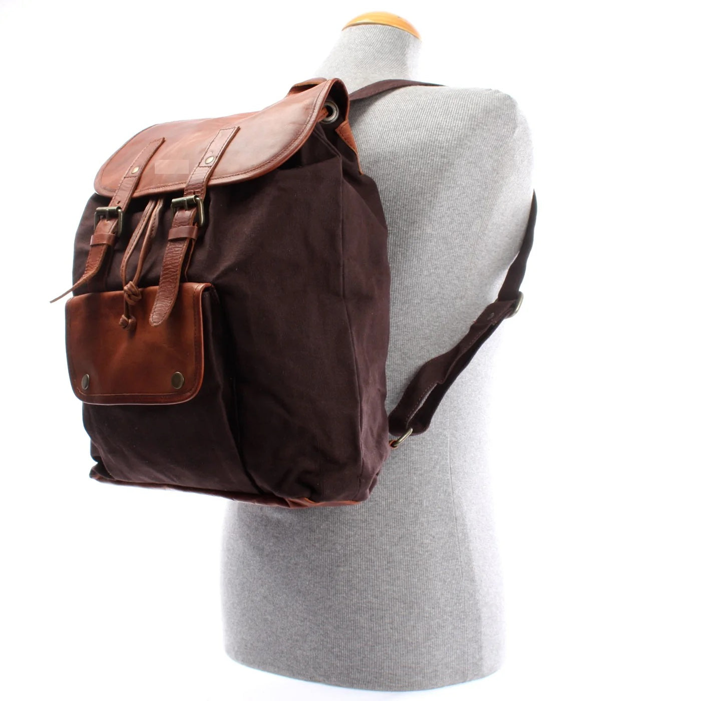 Durable Canvas & Leather Backpack