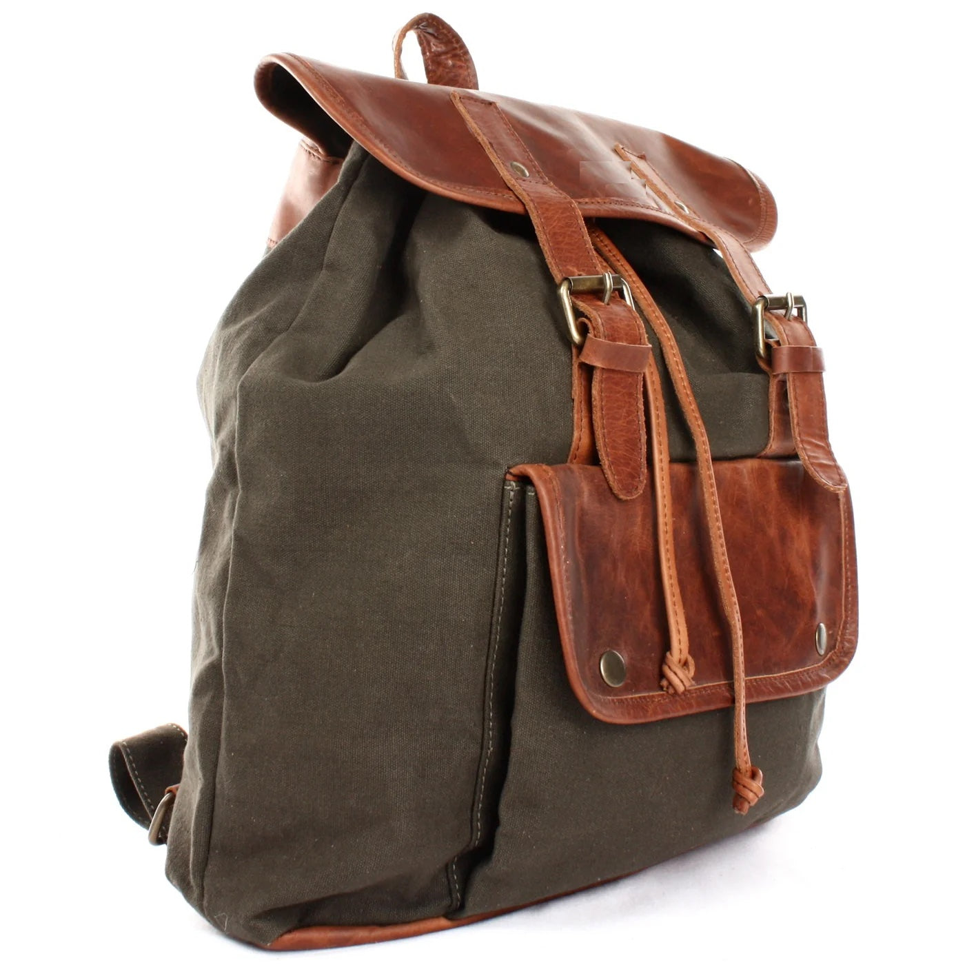 Durable Canvas & Leather Backpack