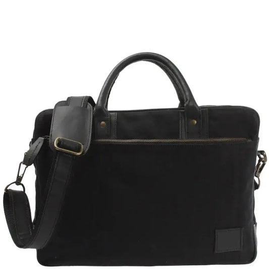 Vintage Black Canvas and Leather Bag