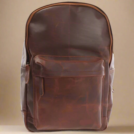 Elegant Waxed Leather Multi-Compartment Bag