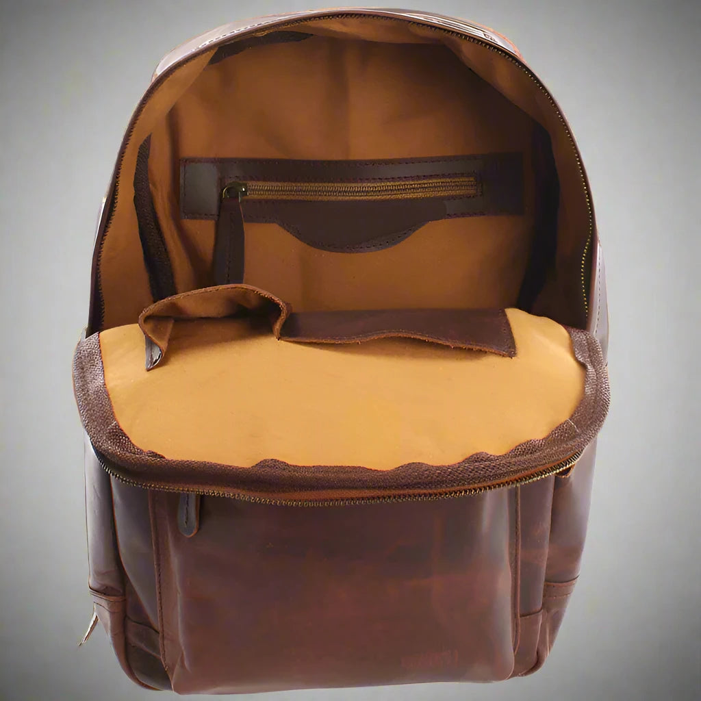 Elegant Waxed Leather Multi-Compartment Bag