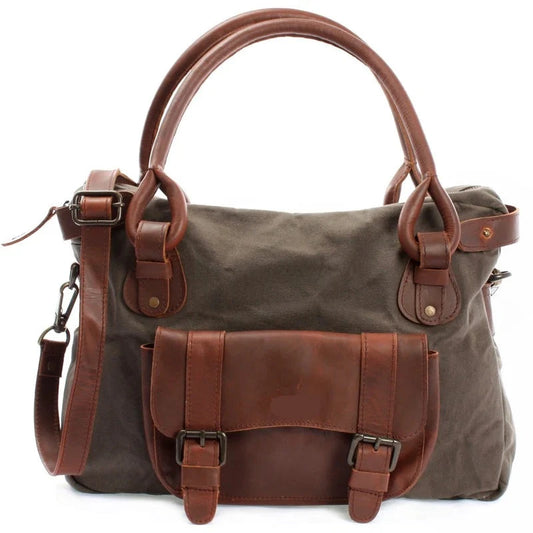 Canvas & Leather Shoulder Bag - Durable & Functional