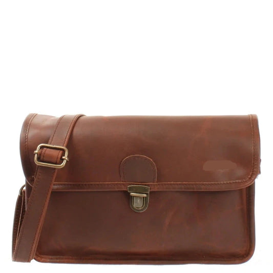 Waxed Cowhide Leather Shoulder Bag - Ladies' Compact & Functional