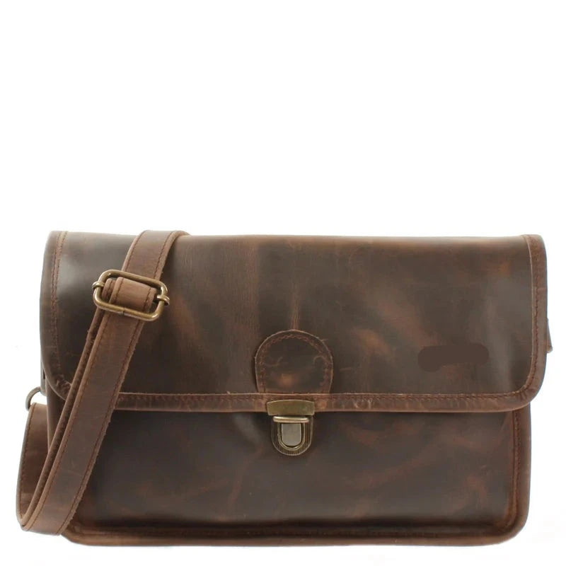 Waxed Cowhide Leather Shoulder Bag - Ladies' Compact & Functional