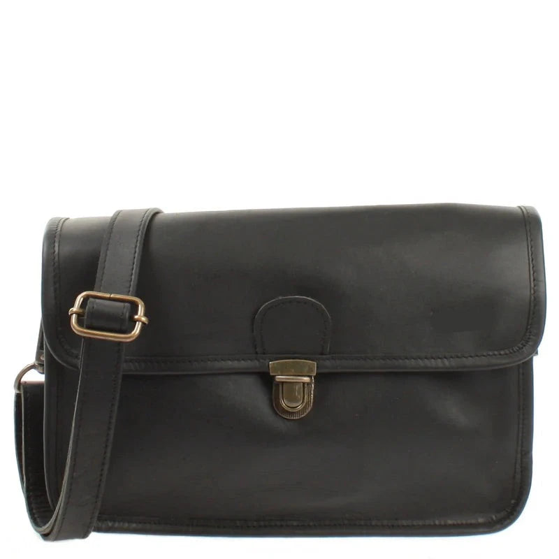 Waxed Cowhide Leather Shoulder Bag - Ladies' Compact & Functional