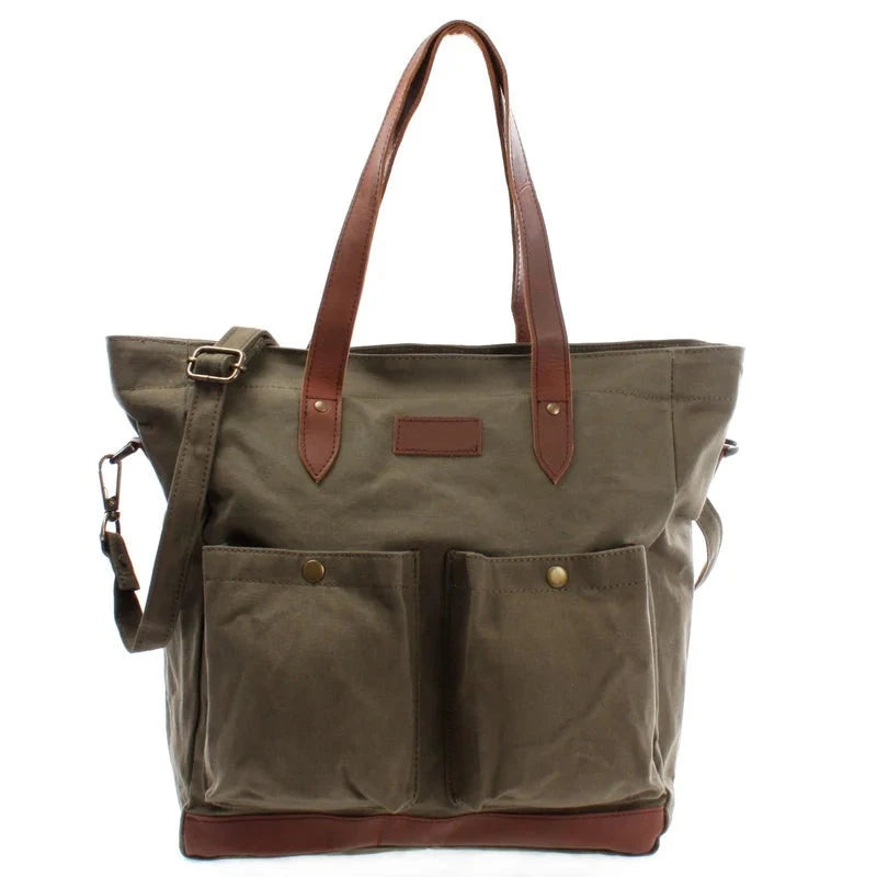 Canvas & Leather Shopper Bag - Ladies’ Durable & Versatile