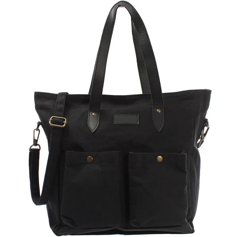 Canvas & Leather Shopper Bag - Ladies’ Durable & Versatile