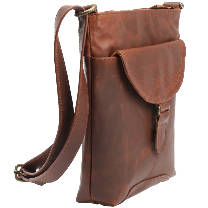 Soft Cowhide Leather Shoulder Bag - Compact & Secure