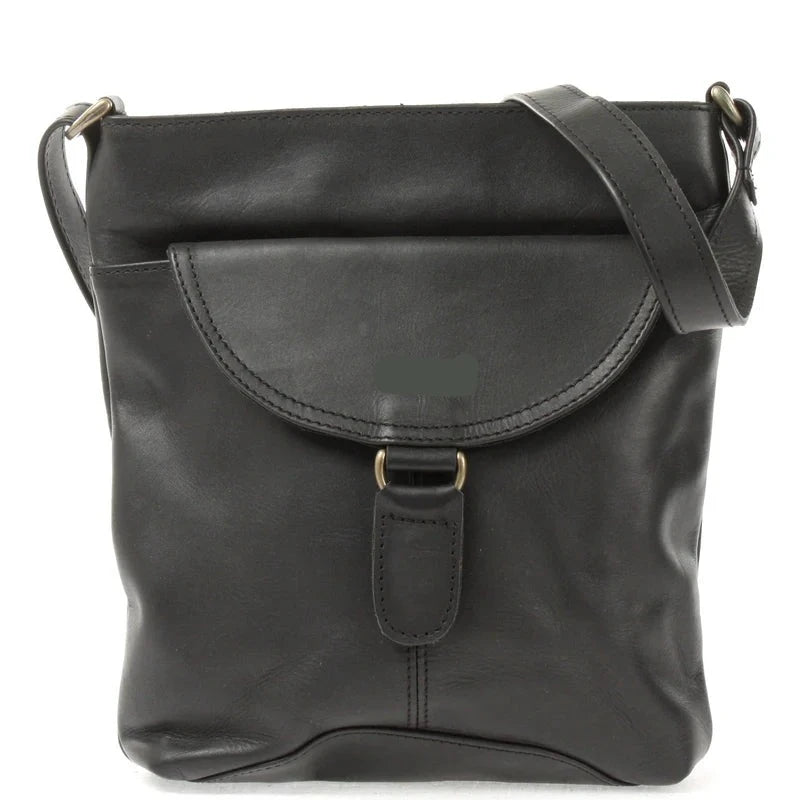 Soft Cowhide Leather Shoulder Bag - Compact & Secure