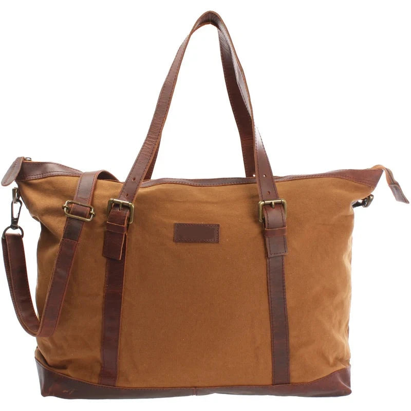 Durable Canvas and Leather Unisex Bag