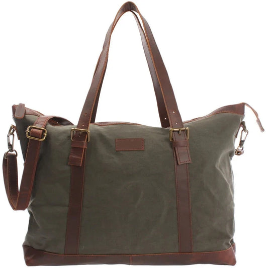 Durable Canvas and Leather Unisex Bag