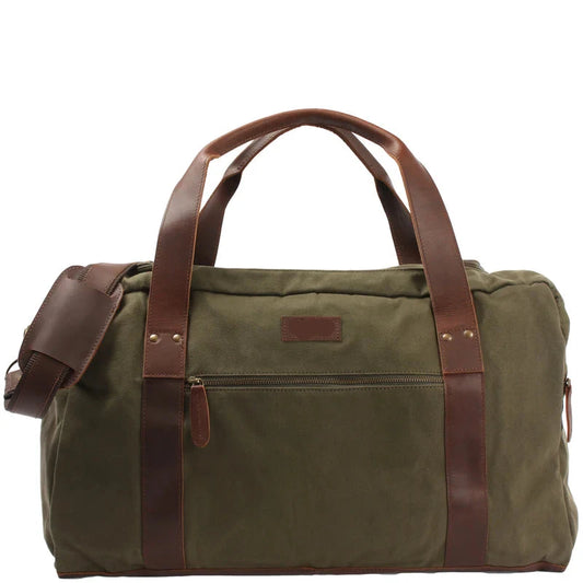 Canvas & Leather Weekender Travel Bag - Unisex, Durable & Spacious