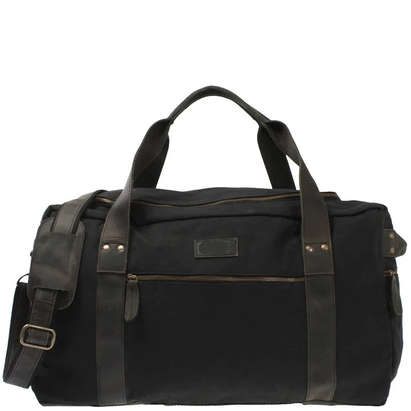 Canvas & Leather Weekender Travel Bag - Unisex, Durable & Spacious