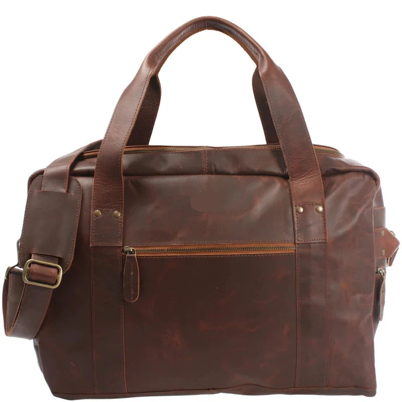 Canvas & Leather Weekender Travel Bag - Unisex, Durable & Spacious