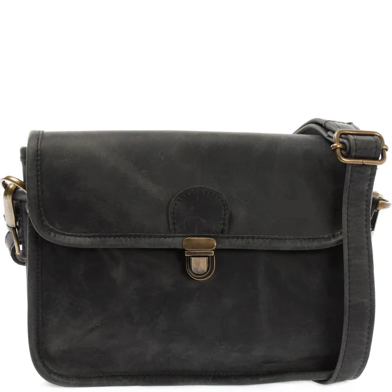 Waxed Cowhide Leather Messenger Bag - Compact & Versatile