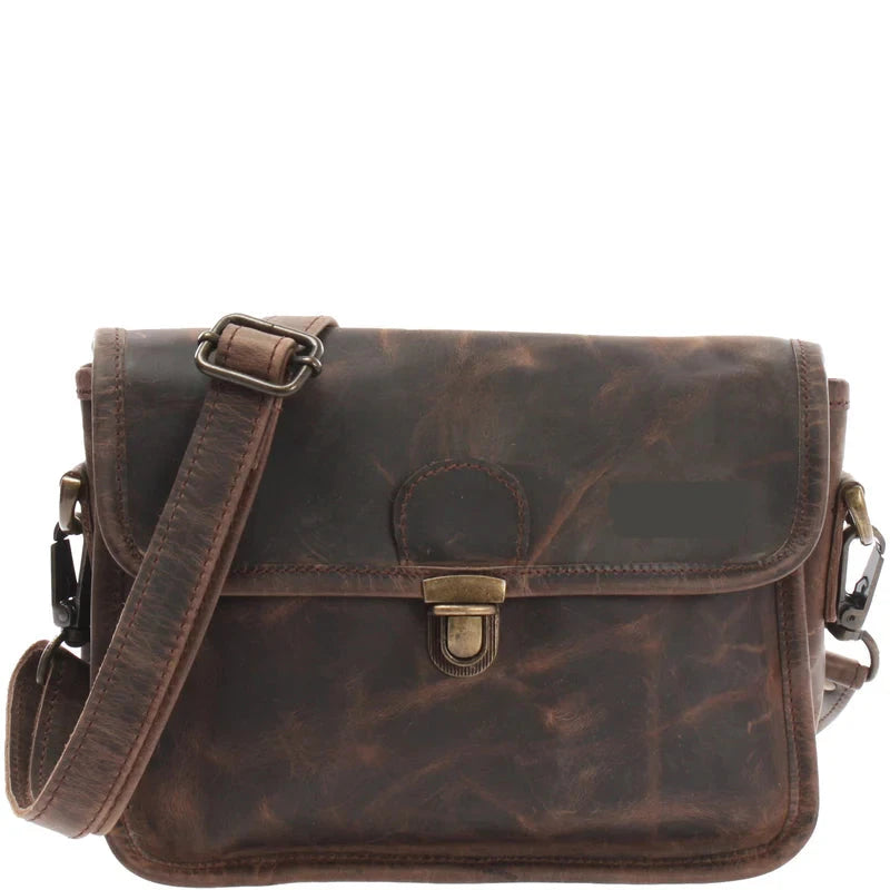 Waxed Cowhide Leather Messenger Bag - Compact & Versatile