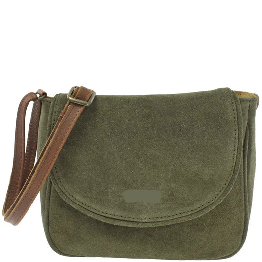 Suede & Leather Crossbody Bag - Compact & Stylish